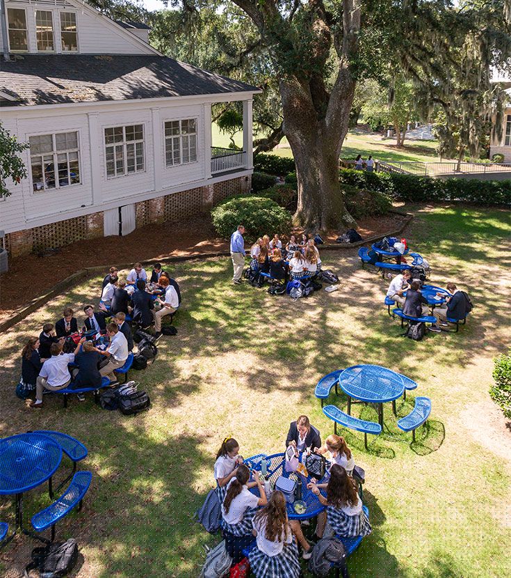 Lunch on the bluff at Bayside Academy